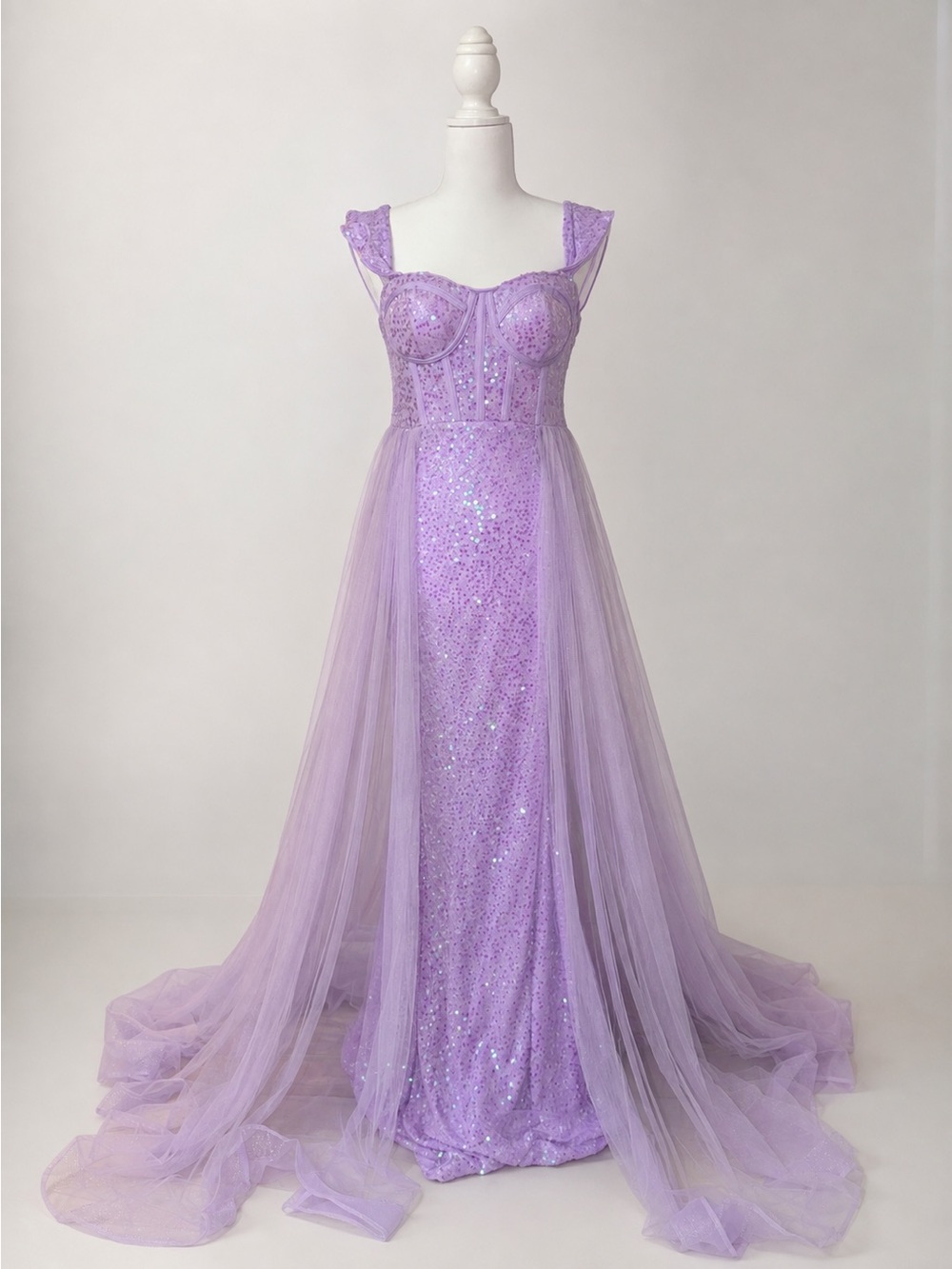 Source Unknown Lilac Sequin Tulle Maxi Dress